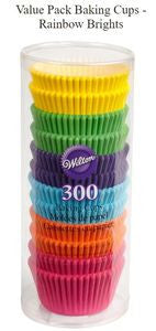 WILTON VALUE PACK BAKING CUPS - RAINBOW BRIGHTS - 300