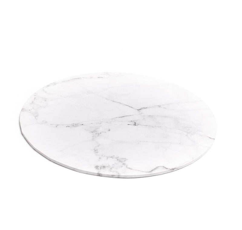 12" Round Printed Masonite Cake Board - White Marble