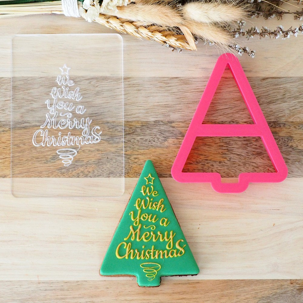 We wish you a Merry Christmas Raise It Up / Deboss Cookie Stamp + 3D Printed Cookie Cutter