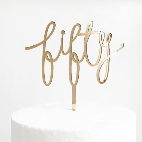 Wild Fifty Cake Topper - Gold Mirror