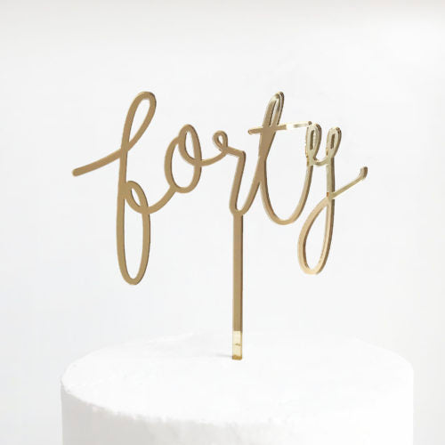 Wild Forty Cake Topper - Gold Mirror