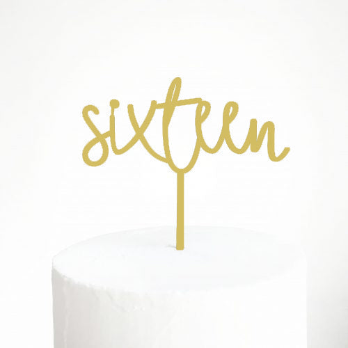 Wild Sixteen Cake Topper - Gold Mirror