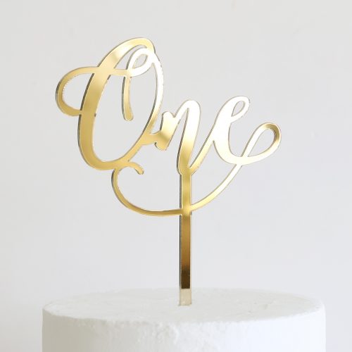 Wonderful One Cake Topper SMALL  - Gold Mirror