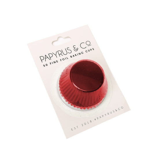 PAPYRUS MEDIUM RED FOIL BAKING CUPS (50 PACK)  - 44mm Base