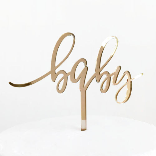 baby Cake Topper - Gold Mirror