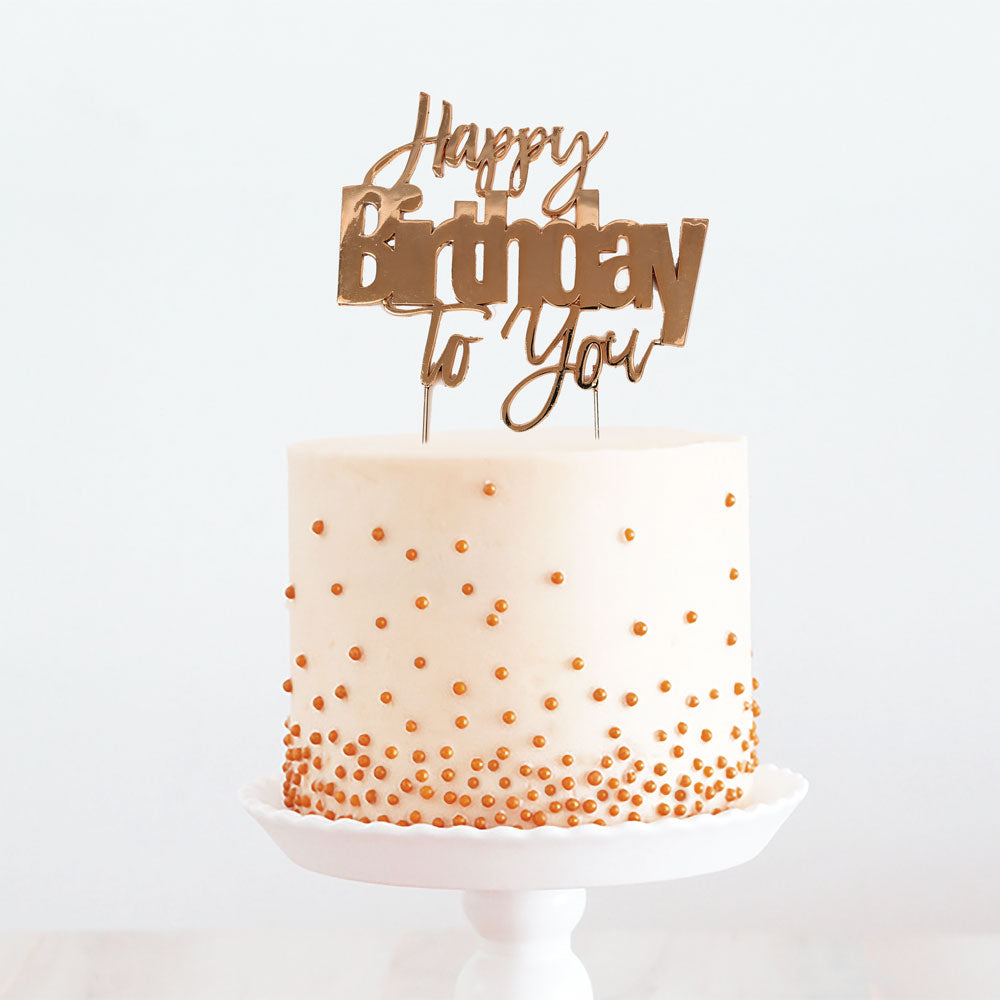 ROSE GOLD METAL CAKE TOPPER - HAPPY BIRTHDAY TO YOU