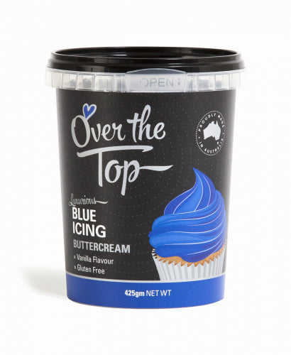 Over The Top Butter Cream Icing - Blue - 425g - Gluten Free