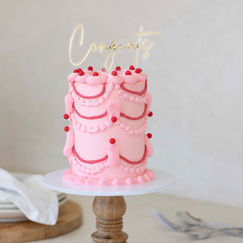 GOLD / OPAQUE LAYERED CAKE TOPPER - CONGRATS