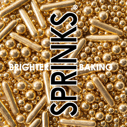 500G BUBBLE & BOUNCE SHINY GOLD SPRINKLES - BY SPRINKS