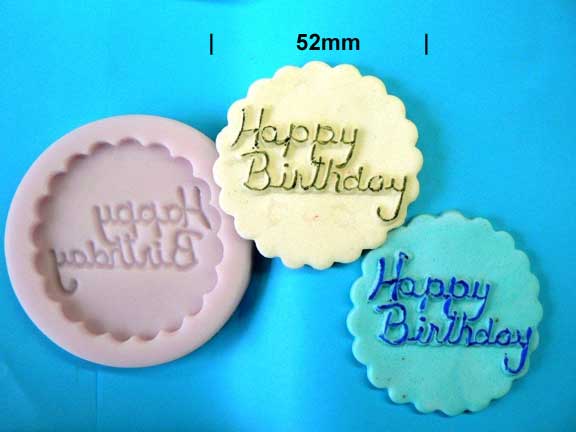 HAPPY BIRTHDAY PLAQUE MOULD 52MM  - Earl Mould