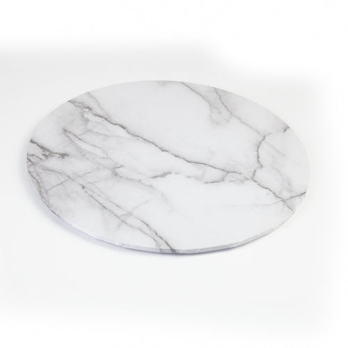 CAKE BOARD ROUND WHITE MARBLE 14 IN/35CM 14"