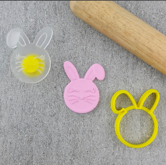 Small Easter Bunny Debosser & Cutter Set - Custom Cookie Cutters