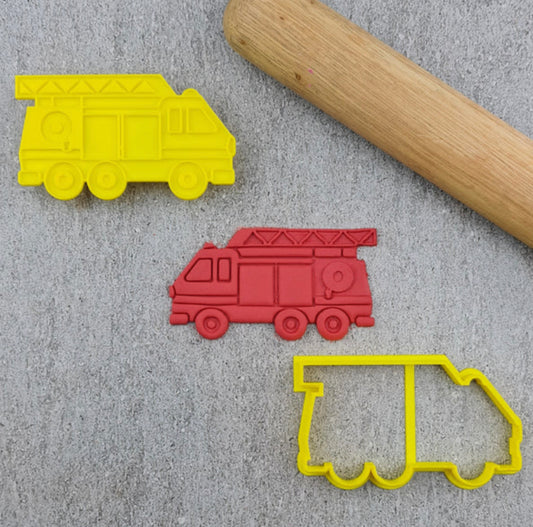 Fire Truck Embosser & Cutter Set - Custom Cookie Cutters