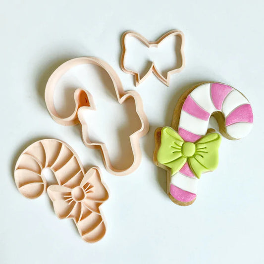 Mini Candy Cane Cutter & Embosser Set (Little Biskut) Custom Cookie Cutters