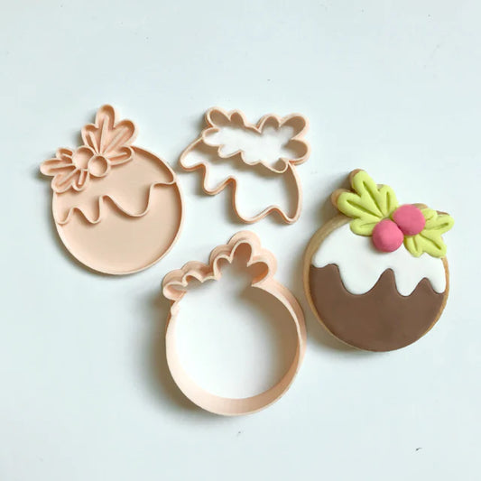 Mini Christmas Pudding Cutter & Embosser Set (Little Biskut)  Custom Cookie Cutters