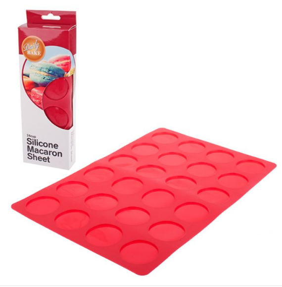 SILICONE 24 CUP MACARON SHEET 36 X 23CM - RED