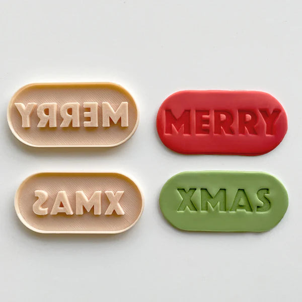 MERRY XMAS Pill Set (Little Biskut)  Custom Cookie Cutters