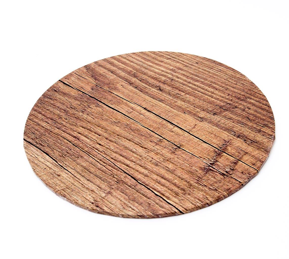 12" Round Printed Masonite Cake Board - Wood